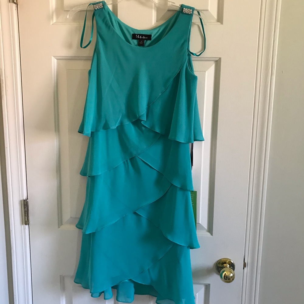 SL Fashions Tiered Chiffon Dress